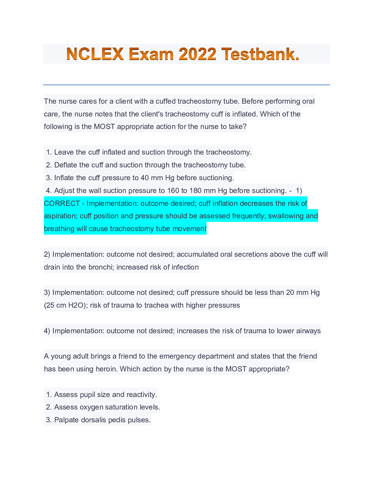Preview image for NCLEX Exam 2022 Testbank, Graded a+ (Latest Update)